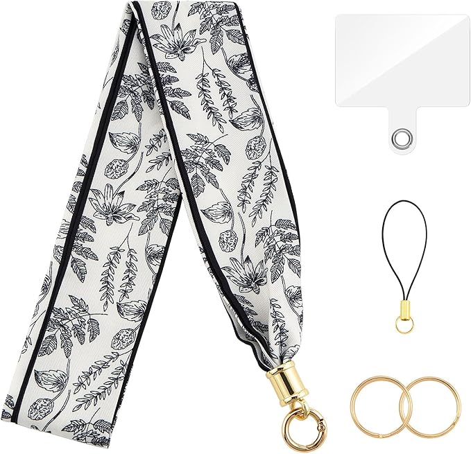 ZOOEASS Phone Lanyard Charm with Tether Tab Neck Lanyards for ID Badges Car Key Women Cute Scarf Keychain Strap Around Neck