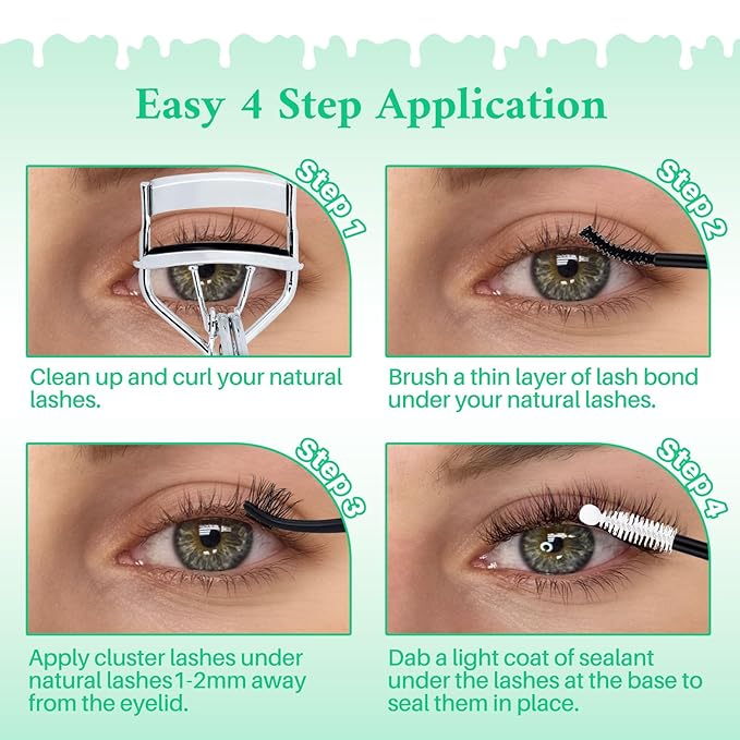 Lash Clusters Kit Wispy Eyelash Clusters Kit Cat Eye Lashes Clusters Kit Cluster Eyelash Extensions Pestañas Postizas Naturales Lash Extension Kit+Lash Bond and Seal,Remover,Tweezers(4 Boxes Kit-1)