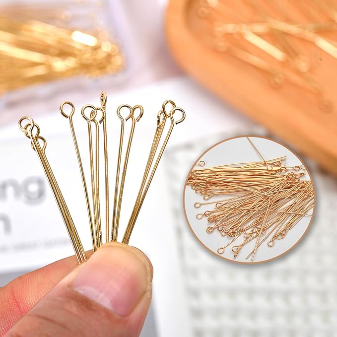 200pcs 30mm 14K Gold Filled Eye Pins DIY Crafts Beads Charms Earring Bracelet Jewelry Making Accessories Supplies