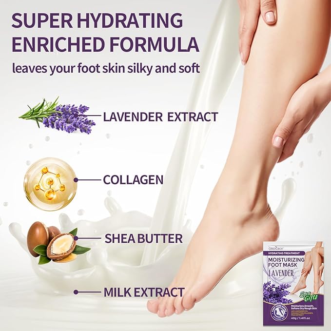 Moisturizing Foot Mask 5 Pack,Hydrating Foot Masks for Dry Cracked Feet,Moisturizing Socks Dry Skin Moisturizer for Soft and Smooth Touch Feet,Foot Care Spa Gifts for Women Men valentines day