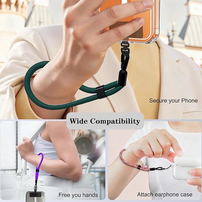Phone Lanyard, 2 Pack Adjustable Cell Phone Lanyard Hand Phone Wrist Strap with Tether Tabs for Smartphones