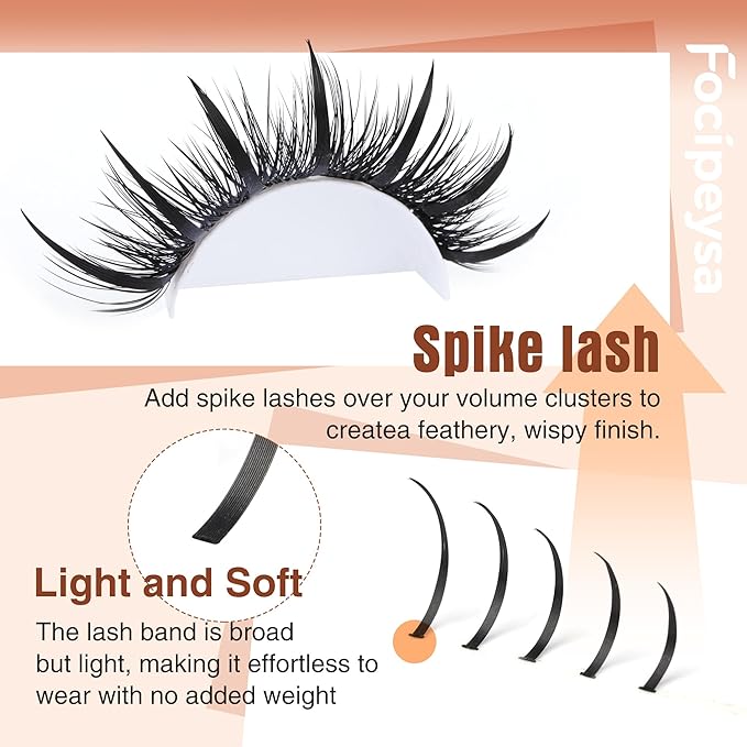 Focipeysa Spike Clusters Eyelashes with Bottom Lashes 11-21mm Clusters Lash Extensions Manga Premade Fan Eyelashes Extensions Wispy Eyelashes Extension Cluster Get Salon Effect