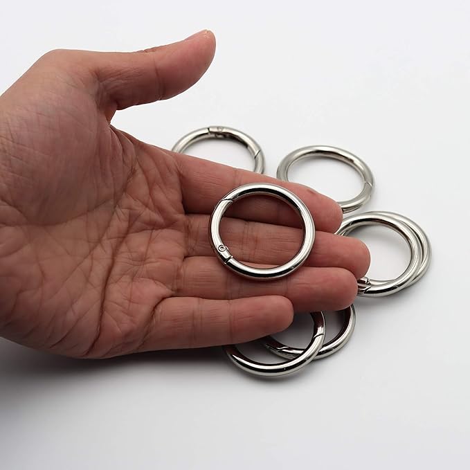 12pcs Trigger Spring O Rings Round Carabiner Clip Snap for Keyrings Buckle, Bags,Purses (Silver, 1 1/4 inch)