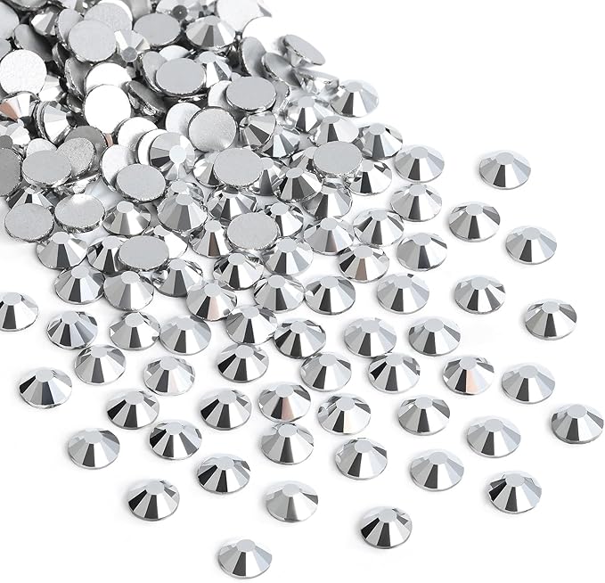 Jollin Glue Fix Flatback Rhinestones Glass Diamantes Gems for Nail Art Crafts Decorations Clothes Shoes(ss16 1440pcs,Silver)