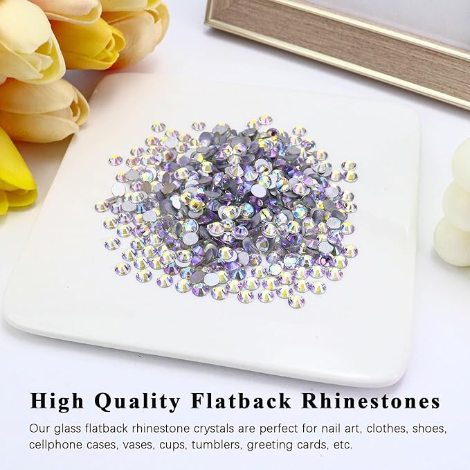 Flatback Crystal Rhinestones Round Gems for Nail Art and Craft Clothes Glue Fix, Starry Night (2.3-2.5mm) SS8/1440PCS