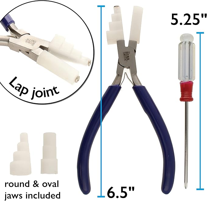 The Beadsmith Stepped Plied with Interchangeable Nylon Jaws – 6.5 Inches (165mm) – Comfort Grip Handle with Double Leaf Springs – Jewelry Making Tool for Bending & Shaping Wire