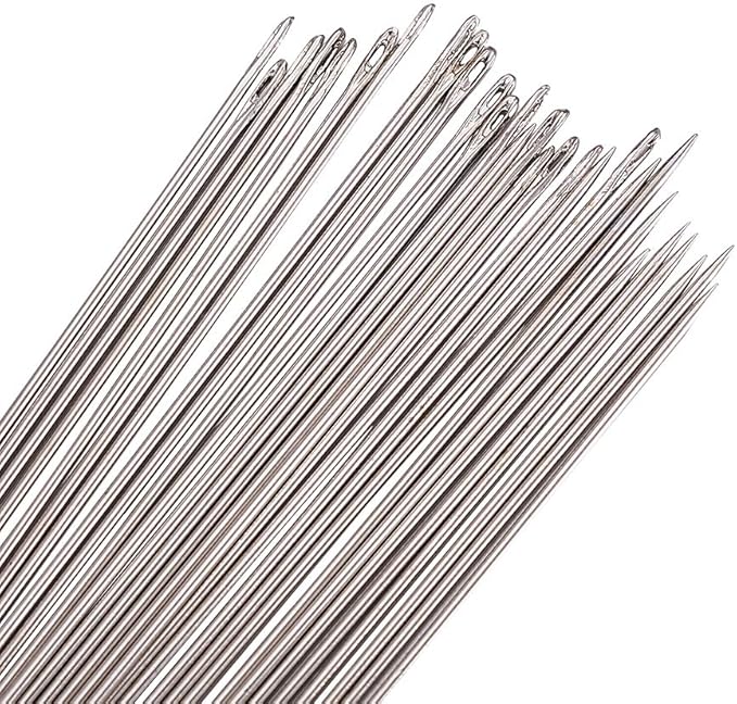 Craftdady 125Pcs Steel Beading Needles 3.5 Inch Long Straight Thin Beading Embroidery Needles for Sewing Easy Threading Jewelry Making