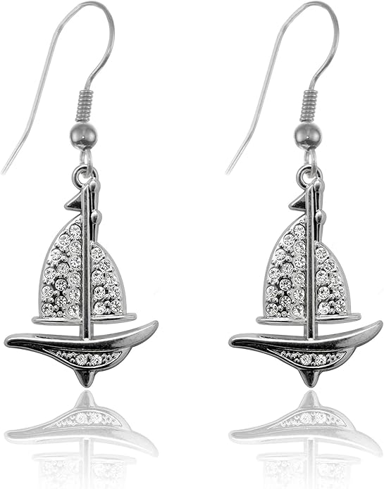 Inspired Silver - Silver Customized Charm French Hook Drop Earrings with Cubic Zirconia Jewelry