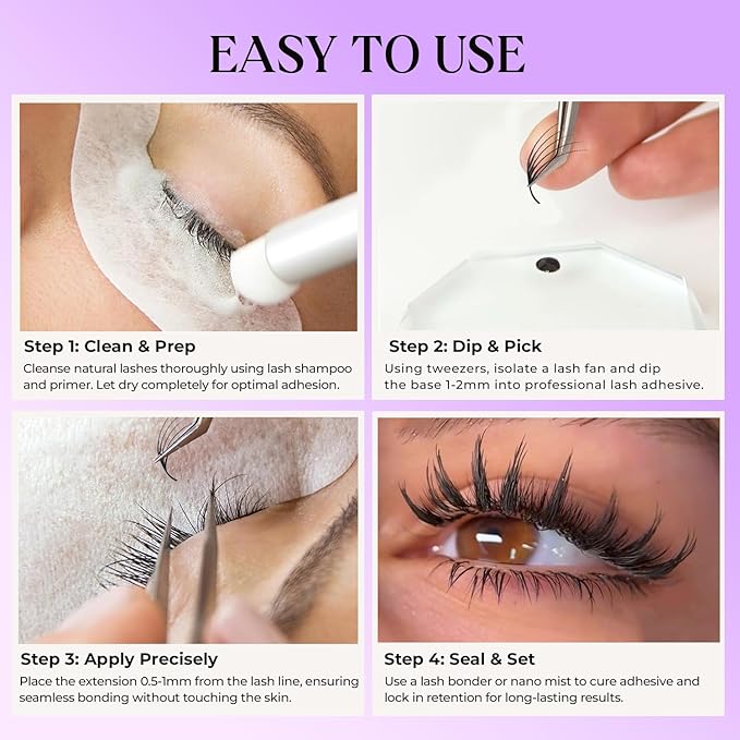 SAIGON LASH Foxy Effect Promade Fans – Wispy Volume Lashes, CC Curl 0.07, 6–13mm Mixed Length, Handmade Loose Lash Extensions for Natural Lift (Dark chocolate-CC-0.07-6 - 13mm)