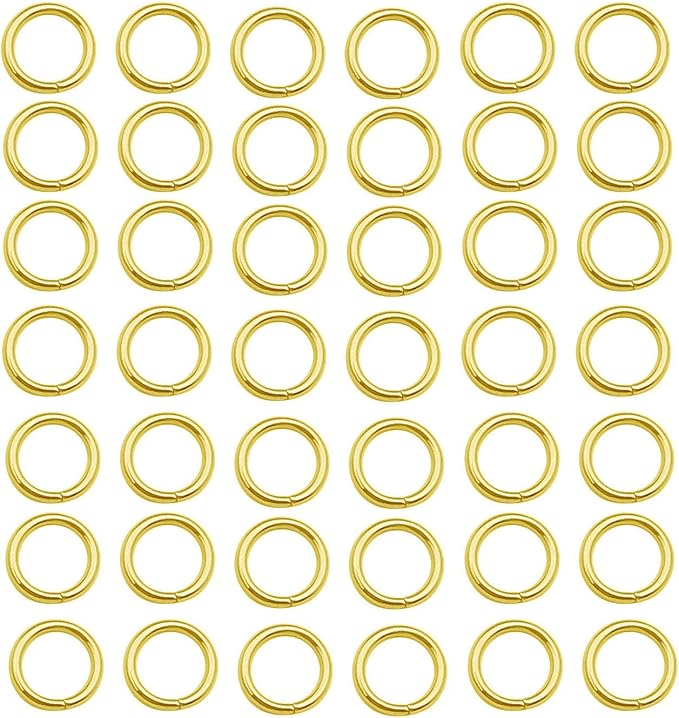 120 pcs Gold Plated Stainless Steel Rings Jump Rings Connector Rings for Jewelry Making Necklaces Bracelet Earrings Keychain DIY Craft (13301-Gold, 8mm)