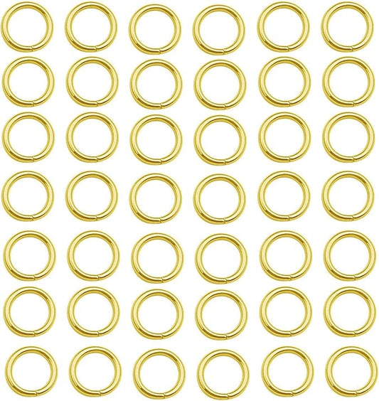 120 pcs Gold Plated Stainless Steel Rings Jump Rings Connector Rings for Jewelry Making Necklaces Bracelet Earrings Keychain DIY Craft (13301-Gold, 8mm)