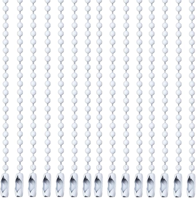 Lemonkey 20Pcs Ball Beads Chain Bulk,White Keychain Rings Metal 4 Inch Dog Tag Metal Small Chain with Connectors for Hanging Decoration