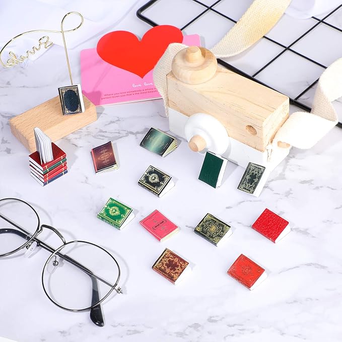 Sumind 16 Pcs 1:12 Miniatures Dollhouse Books, Assorted Timeless Miniatures Books, Mini Dollhouse Accessories Toy Supplies Decoration for Boys and Girls(Retro Style)