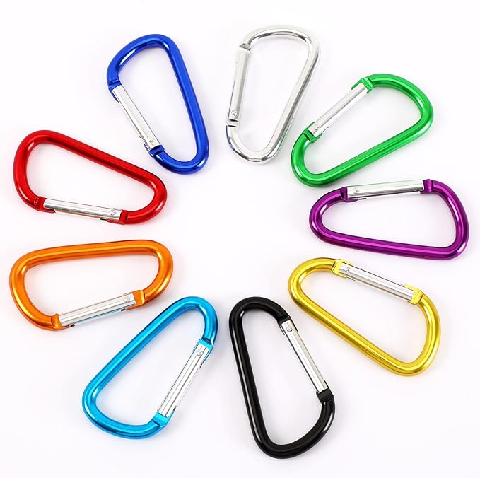 Carabiner Clips, Upins Aluminum Locking Spring Hook Keychain D Shape Heavy Duty Buckle Pack Carabiners Clip Lock Snap Hooks Backpack Clip