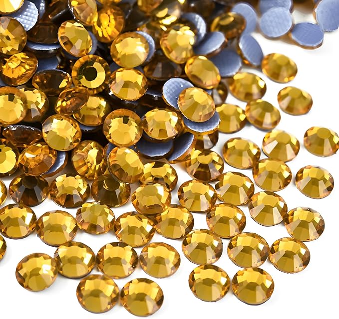 Hot Fix Crystal Flatback Rhinestones Glass Diamantes Gems 8.4mm(40ss 144pcs, Topaz)