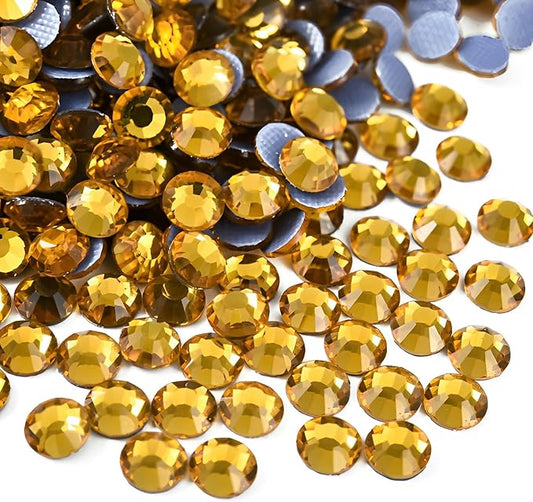 Hot Fix Crystal Flatback Rhinestones Glass Diamantes Gems 4.0mm(16ss 1440pcs, Topaz)