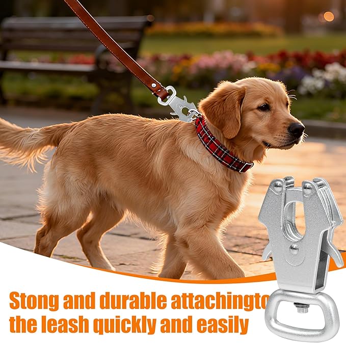 2 Pcs Frog Clip Dog Leash Buckle for Linking Pet Collar Supplies 360 Degree Swivel Heavy-Duty Quick Release Clasp Keychain Tactical (Small (Square) Silver)