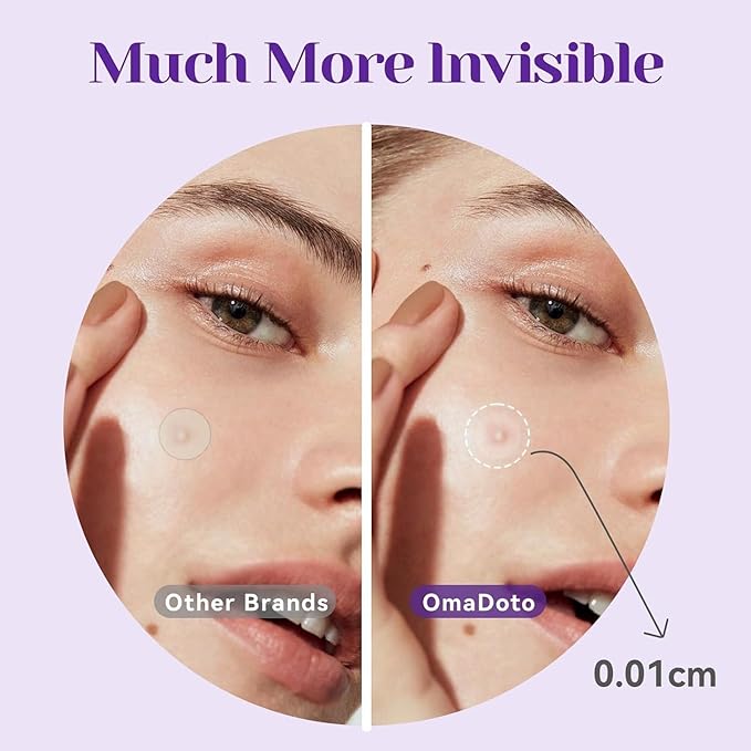 OmaDoto Overnight Pimple Patches for Face -（10mm & 12mm | 72 Count | 6 Sheets） - Hydrocolloid Patches with Salicylic Acid, Long-Wear Zit Stickers for Teens & Adults, Day & Night Use