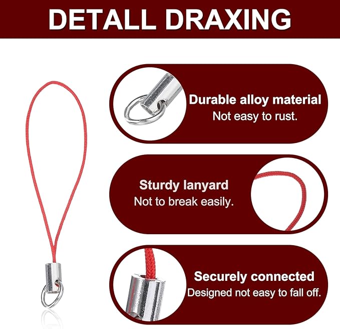 HARFINGTON 100Pcs Clasp Cords Lanyard with Lobster Clasp for Cellphone Cases Keychain DIY Jewelry Making, Red