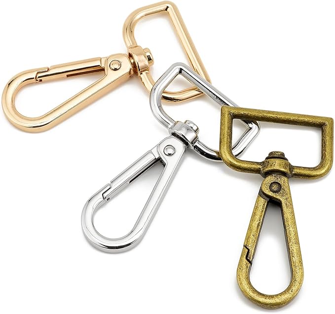 9 Pcs D Ring Swivel Lobster Claw Clasp Push Gate Snap Hooks Trigger Clips for DIY Crafts Keychain Purse Handbag Making,1 Inch Mixed