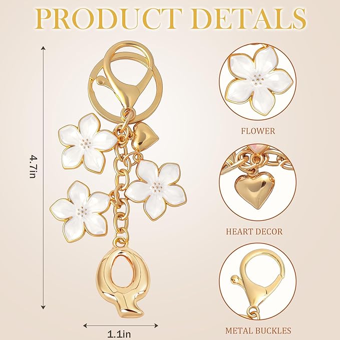 Snycler Bubble Initial Keychain Graceful Flower for bags car remote–A-Z Letter Charms for Women