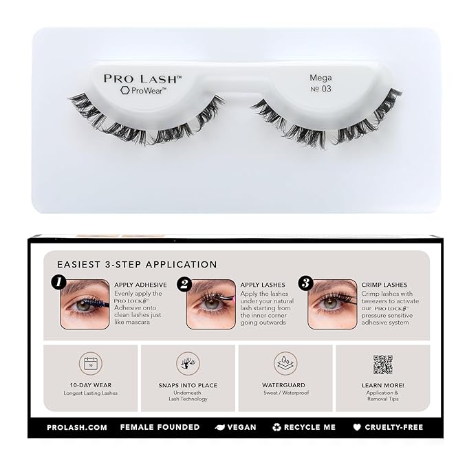 Pro Lash ProWear Professionally Styled Lash Clusters - Easiest to Apply Eyelash Cluster - 10 Day Eyelashes - Waterproof Lashes Clusters - Single Set - Mega Volume No. 03 - Black