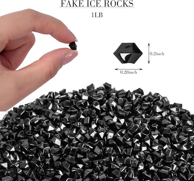DomeStar 4200PCS Black Fake Ice Rocks, Acrylic Black Mini Fake Diamonds Vase Fillers for Table Centerpieces DIY Craft Wedding 0.2" x 0.28"