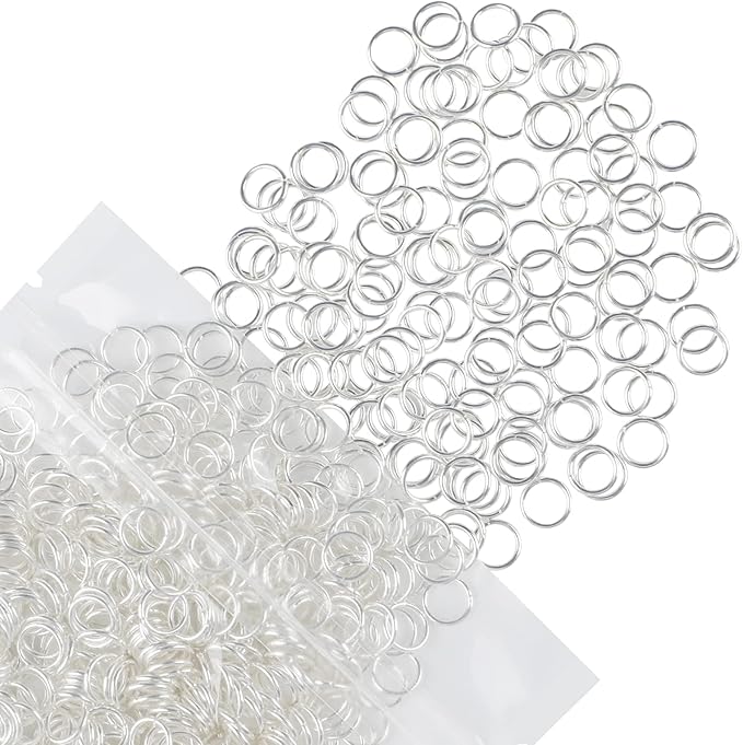 Uniclife 8 mm Silver Jump Rings for Jewelry Making Open Single Loops Mini Ring Connectors for Keychains and Necklace Repair, 1000 Pack
