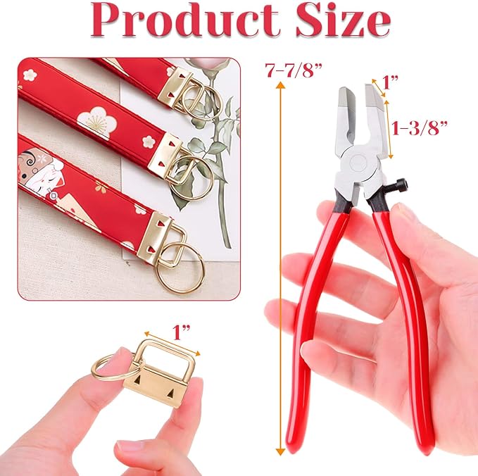 shynek Key Fob Hardware, 50PCS 1 Inch Lanyard Keychain Hardware with Key Fob Pliers Tool for Keychain and Wristlet Clamp Hardware Supplies
