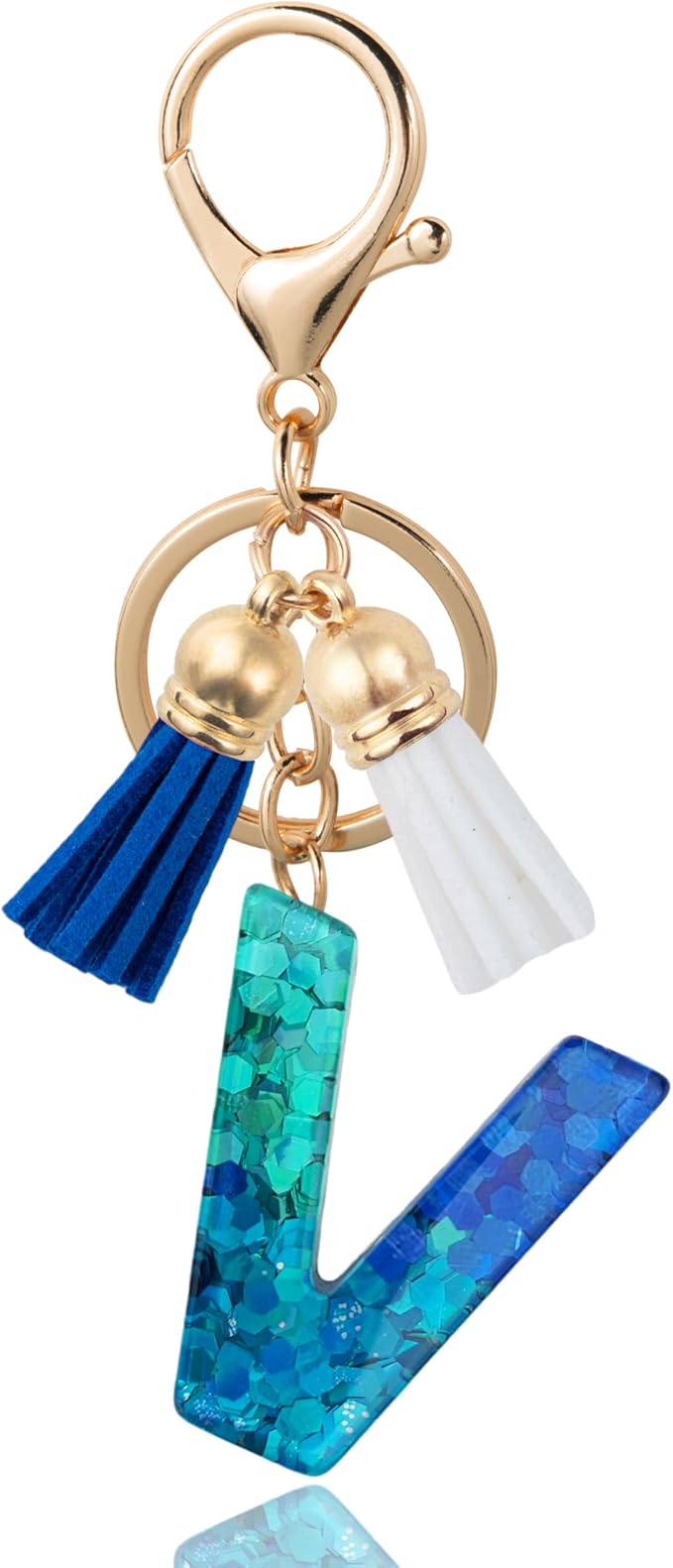 Initial Letter Keychain Cute Resin with 2 PU Tassel, Letter Keychain for Backpack Charms, Initial Keychains for Women