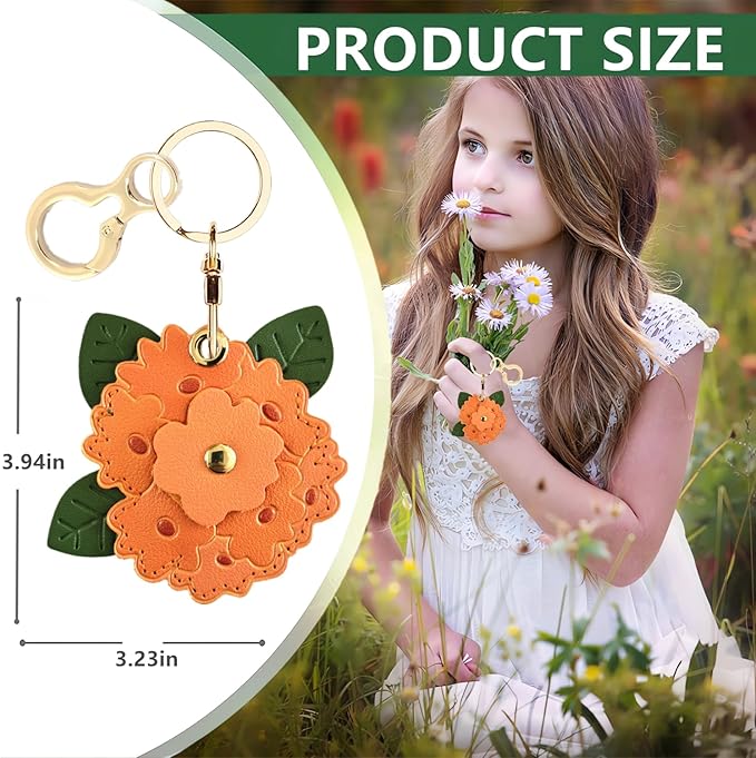 Leather Keychain Holder Case Compatible with AirTag,Cute Protective Apple Air Tag Cover with Keychain Ring,Anti-Scratch Finder GPS Tracker Case for Wallet Keys,Bag,Pets(Red Hydrangea)