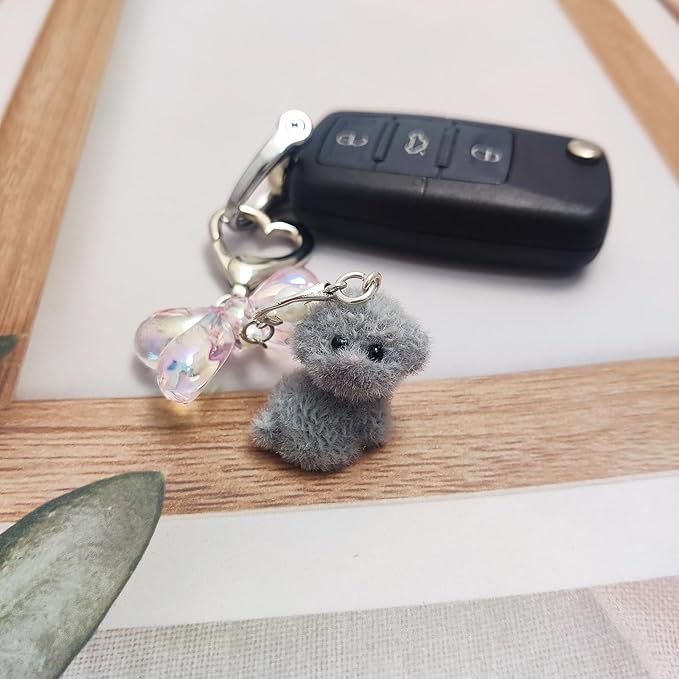 Cute Dog Keychain Fuzzy Dog Puppy Decor Keychain Aesthetic Y2K Bag Charms Stylish Dog Pendant Keychains Accessories