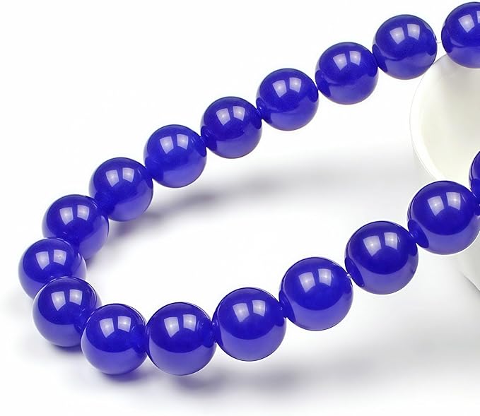 MJDCB Natural Stone Beads Sapphire Jade Round Loose Beads for Jewelry Making DIY Bracelet Necklace (6mm)