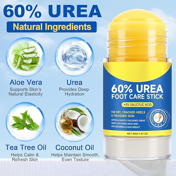 FEISIDUNWSF 60% Urea Foot Cream for Dry Cracked Heels & Feet, Hydrating Urea Cream Moisturizer for Rough, Callused Skin, Deep Repair & Softening Foot Balm, Fast Absorbing, Exfoliating Formula, 1.4oz
