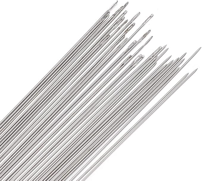 Craftdady 170Pcs Steel Beading Needles 4.72 Inch Long Straight Sewing Embroidery Threads for Braided Bracelet Necklace Jewelry Making Thickness: 0.45mm