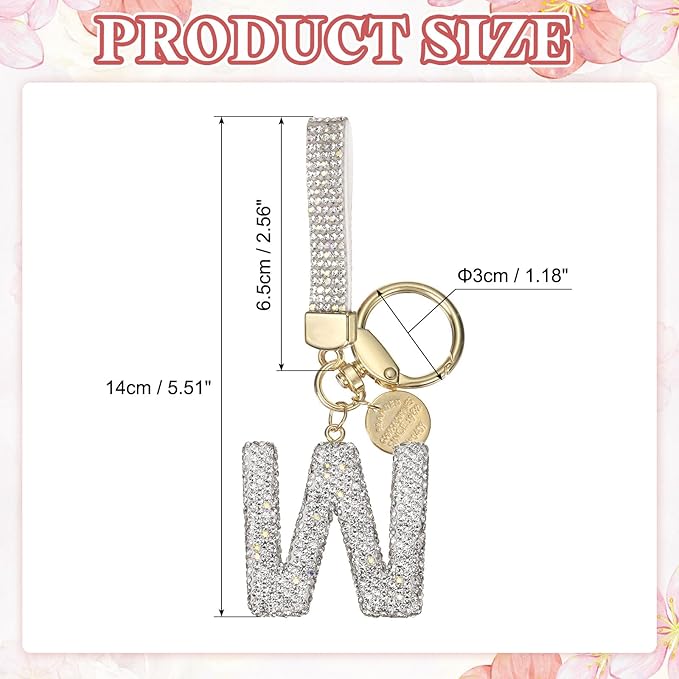 PATIKIL Initial Letter Keychain, Cute Sparkly Rhinestone Key Chain Alphabet Charm for Car Keys Handbags Purse