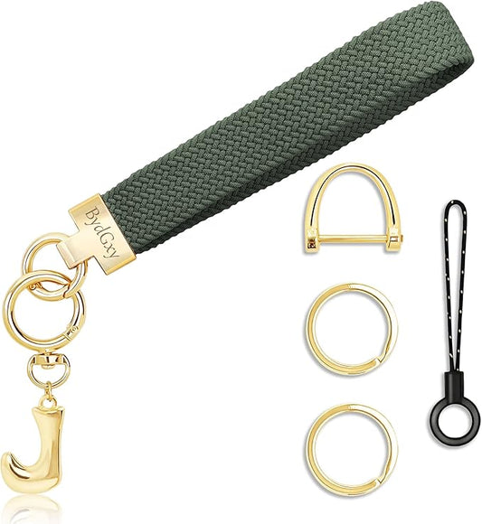 Stretchy Wristlet Initial Keychain, Key Chains Women Cute with Keyring, Llaveros para Mujer, Car Key Accessories