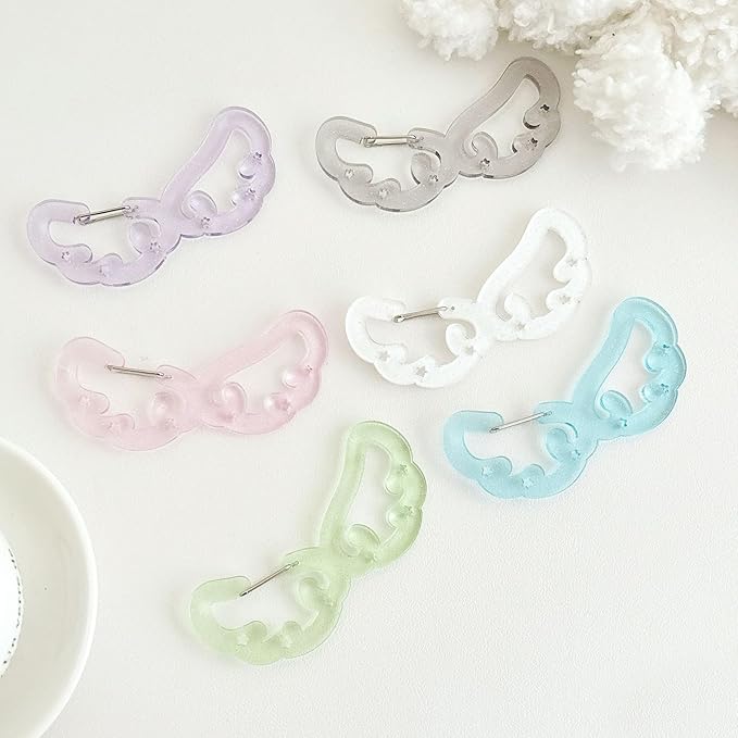 Wing/Star Shape Carabiner Hook Clips Lovely Phone Pendant Charm Acrylic Buckle Keychain For Backpack Handbag Gifts Outdoor Keyring Hook