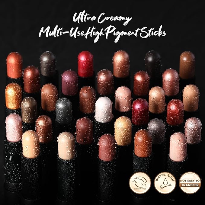 FOCALLURE 3PCS Cream Eyeshadow Stick Sets,Matte and Shimmer Eye Brightener, High Pigmented Crease-proof Pencil,Long Lasting Eye Shadow Highlighter Makeup,Champagne Velvet