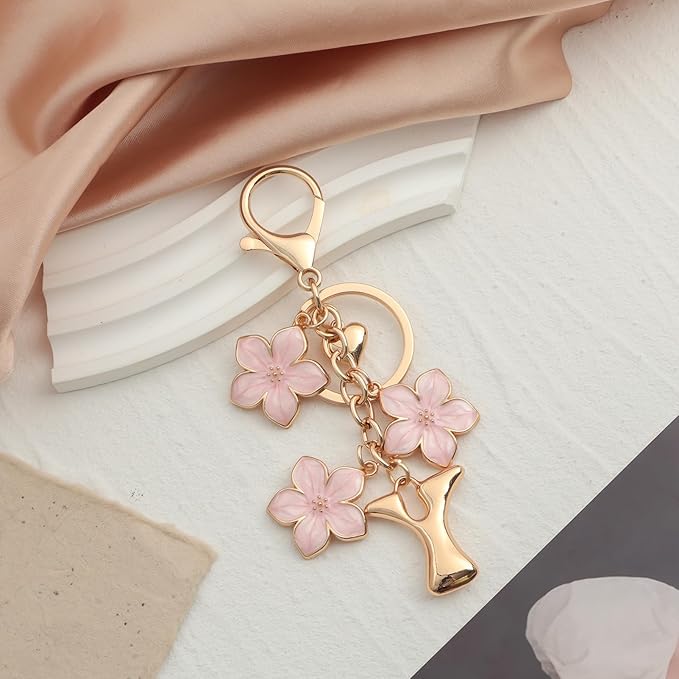 Snycler Bubble Initial Keychain Graceful Flower for bags car remote–A-Z Letter Charms for Women