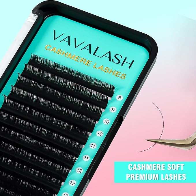 VAVALASH Cashmere Lashes 0.03/0.05/0.07/0.15 Premium Lashes Volume Eyelash Extensions 8-20MM Individual Lashes, Soft Super Matte Black Professional Lashes Extension Tray Supplies (0.03-DD-15MM)