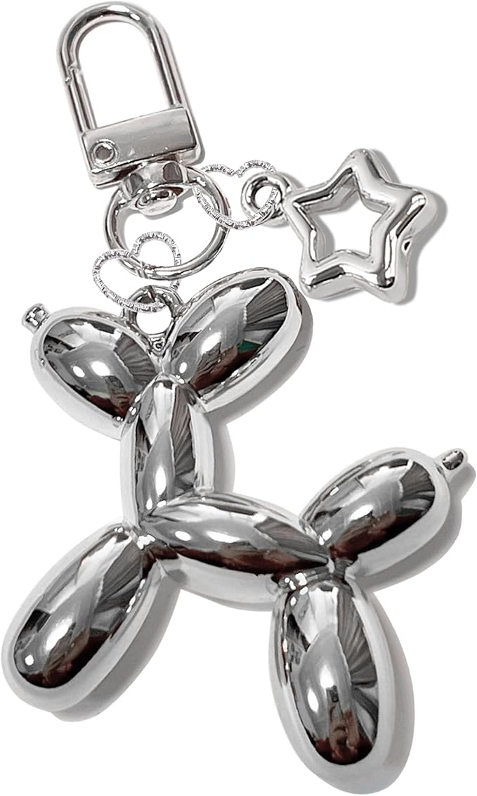 LAEKOU Star Balloon Dog Keychain for Women, Cute Y2K Key Chain Accessories, Aesthetic Charms for Bag Backpack