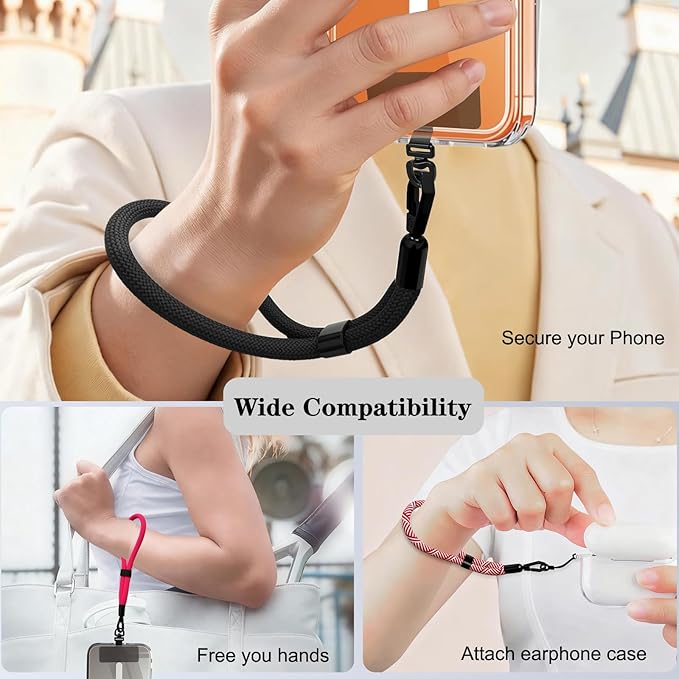 Phone Lanyard, 2 Pack Adjustable Cell Phone Lanyard Hand Phone Wrist Strap with Tether Tabs for Smartphones