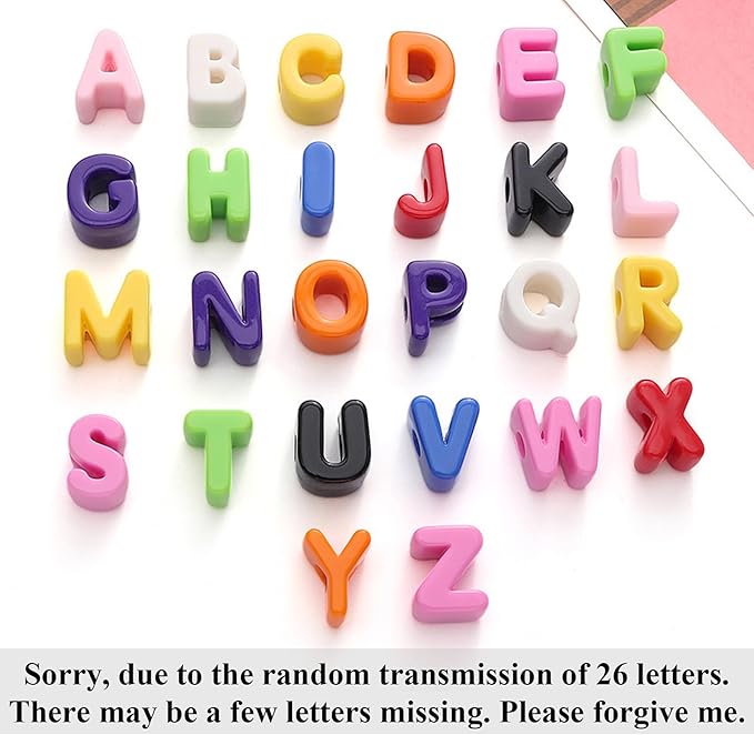 40 PCS Letter Beads 3D Focal Bead Acrylic Loose for Jewelry Making Bracelet Necklaces Keychain Phone Bag Chain Key Chains (Mixed Letters)