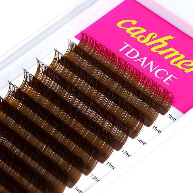 TDANCE Dark Brown Lash Extensions Colored Lash Extensions Classic Lash Extension 0.07mm C/D Curl Premium Eyelash Extensions Salon Use (Dark Brown,D-0.07,10-17mm)