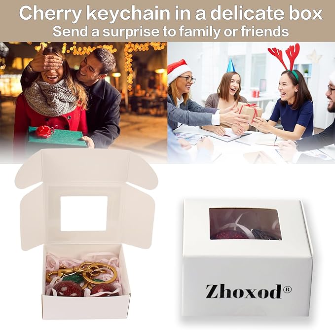 Cherry Keychain for Purse - Resin Alloy Silver Cherry Bag Charm，Cute Fruit Accessory for Women/Gift/Home/Car