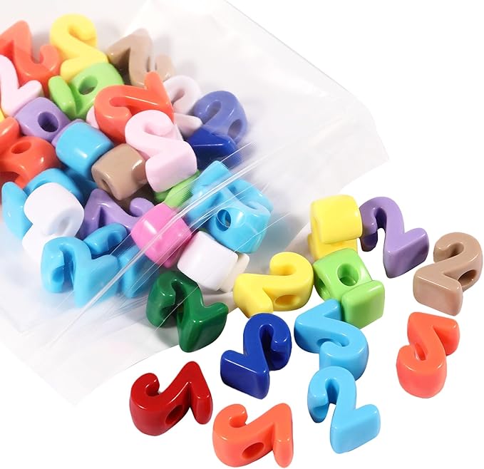40 PCS Number Beads 3D Focal Bead Acrylic Loose for Jewelry Making Bracelet Necklaces Keychain Phone Bag Chain Key Chains (Mixed Color 2)