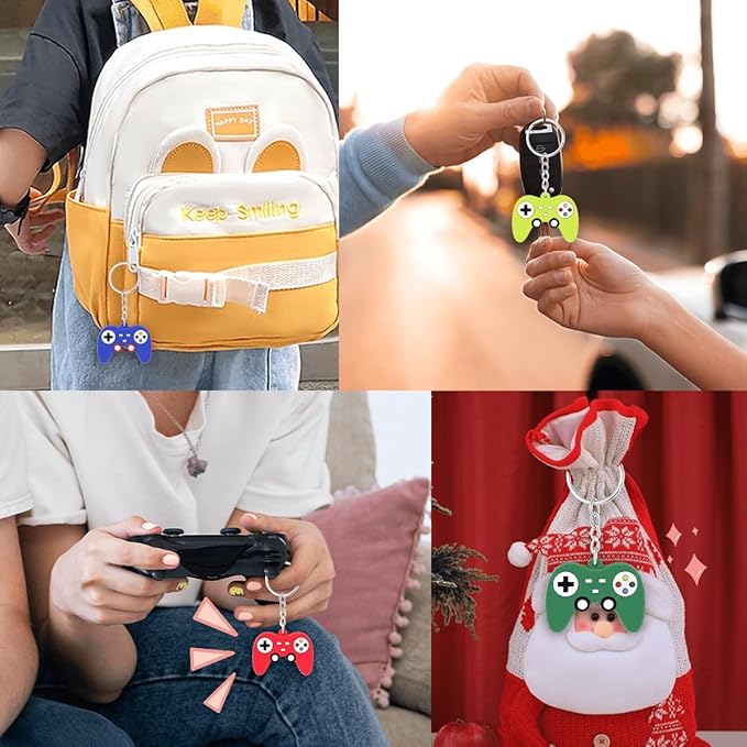 24PCS Video Game Party Favors, Mini Game Controller Keychains, Goodie Bags Keychain, Game Controller Theme Gift for Child Birthday Party, 8 Colors (24pcs)