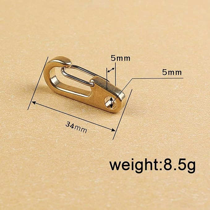 dophee 2Pcs Brass Keychain Carabiner Clip, Spring Snap Hook Clasp Keyring Pendant for Backpack Fishing Camping Hiking Dog Chain
