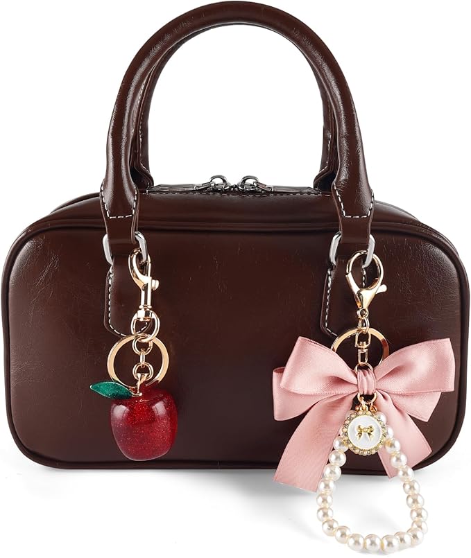 Bag Charms for Handbag Cherry Strawberry Bow Keychain Cute Purse Charms Accessories for Women Tote Bag Fruit Charm